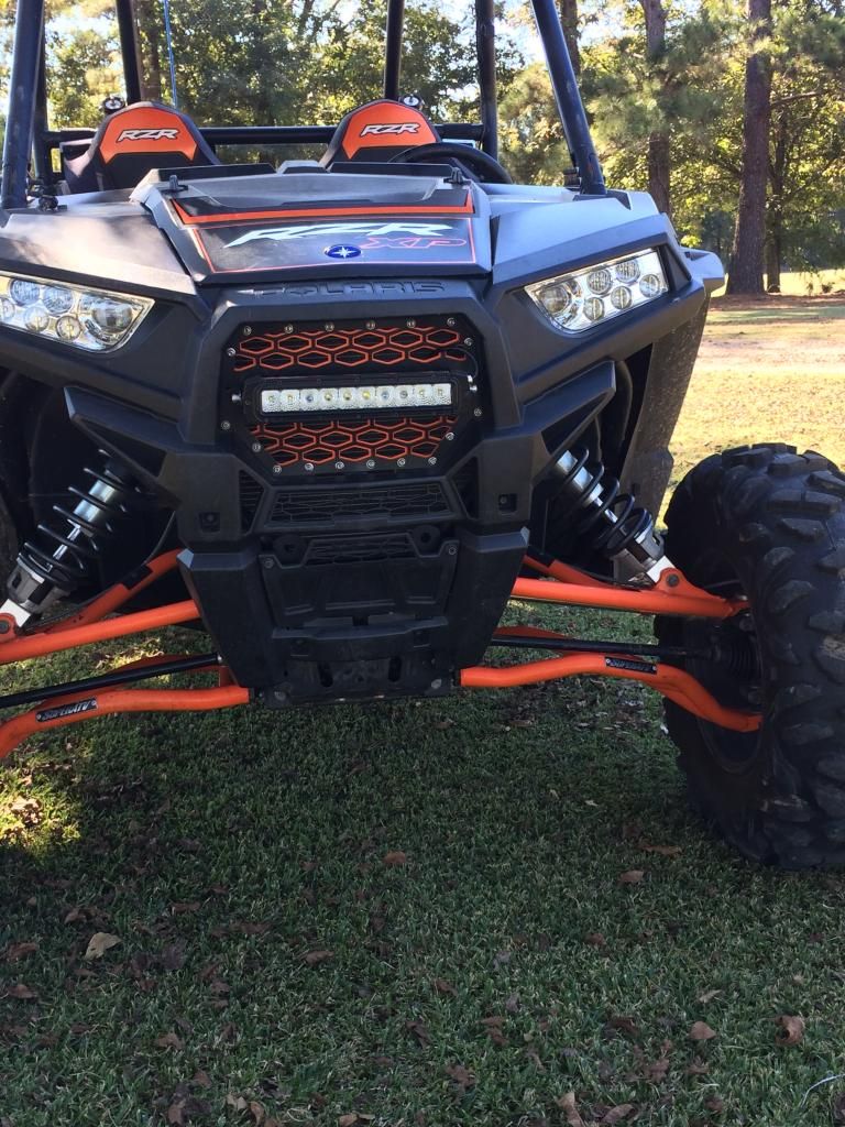 ModQuad grill with 10" Heretic light bar Polaris RZR Forum RZR